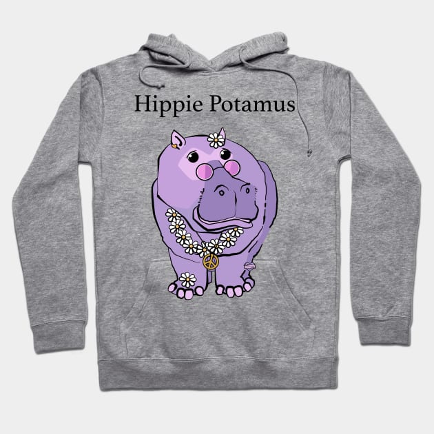 Hippie Potamus Purple Hippopotamus Hoodie by Sue Cervenka